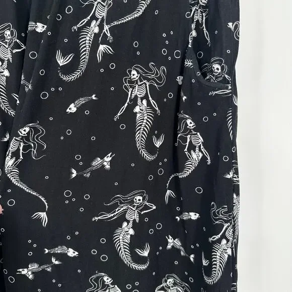 Black Friday Skeleton Mermaid Print Midi Skirt Gothic Whimsygoth Halloween Goth - Picture 4 of 11